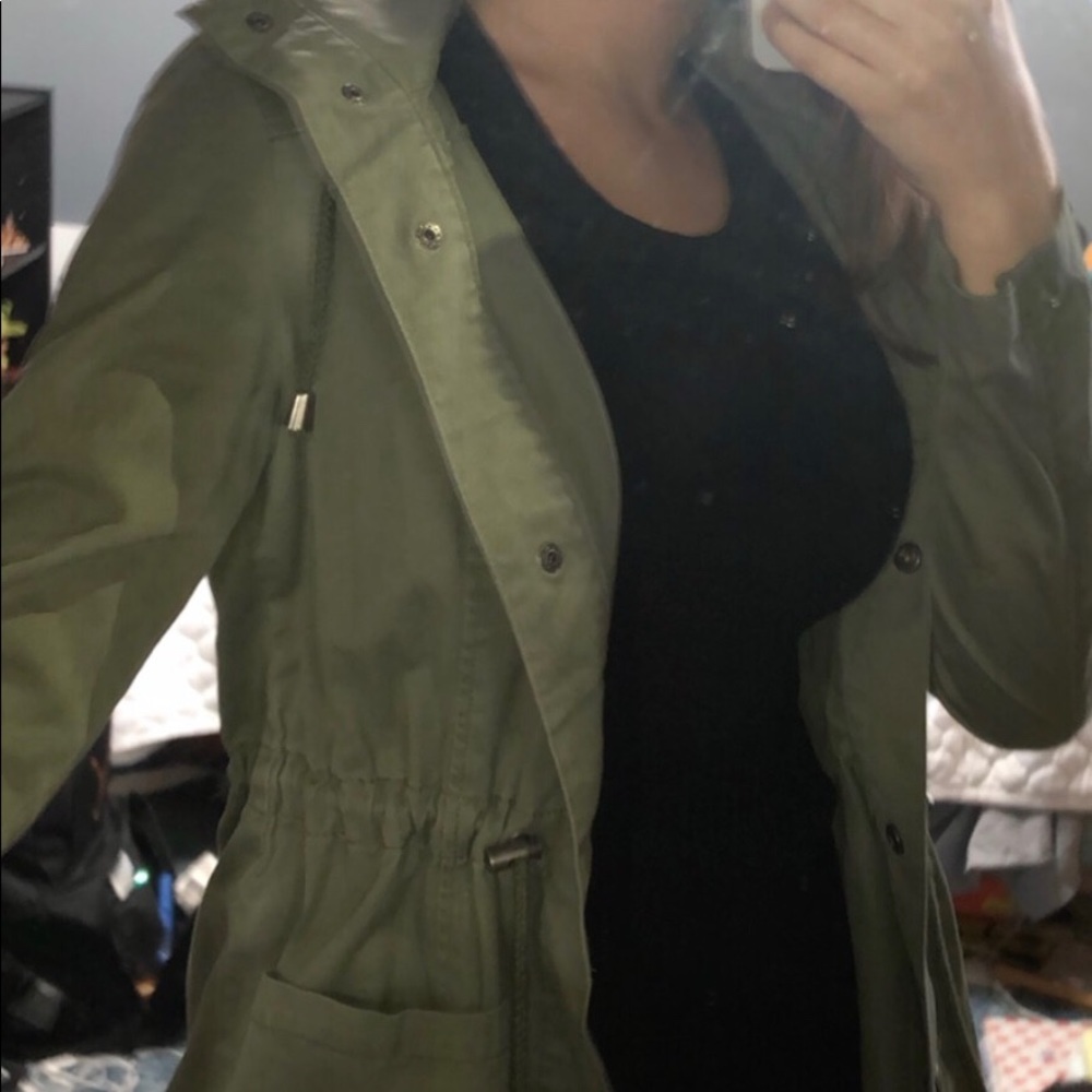 Olive Green Hooded Utility Jacket